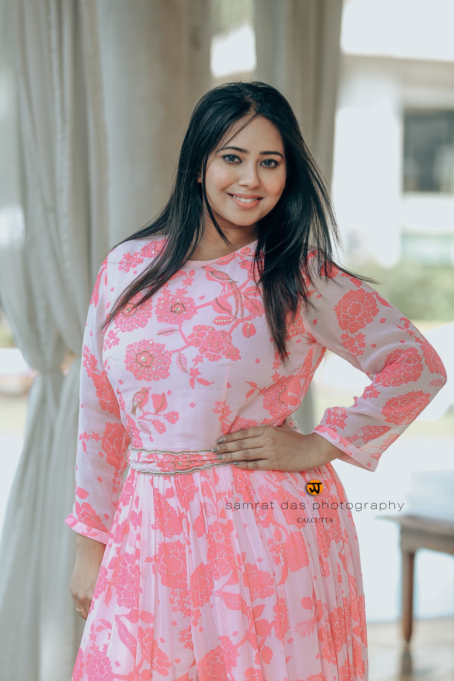 Naivya — Printed Pink Floral Jumpsuit