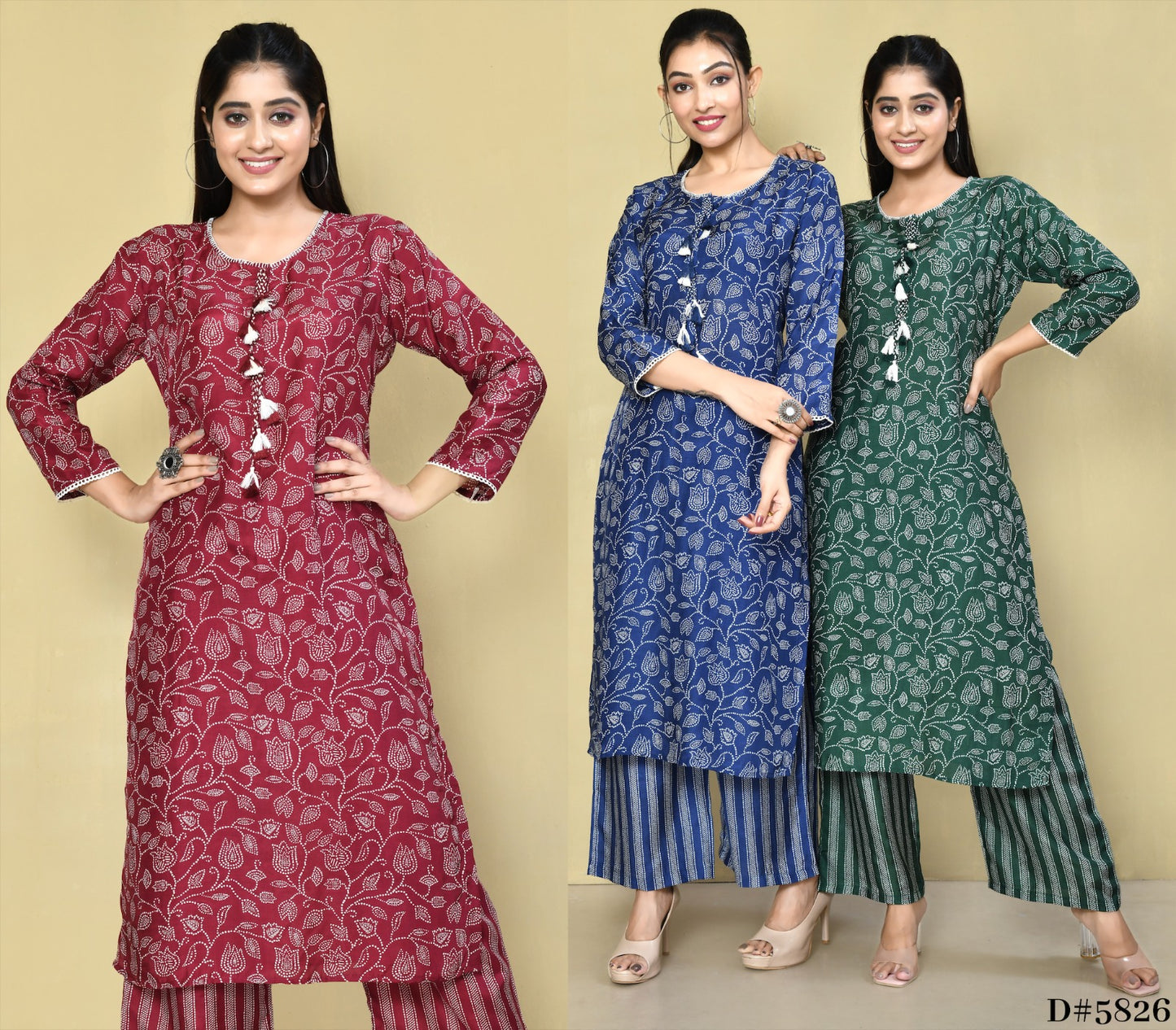 Yarina Printed Festive Kurta Pant Set