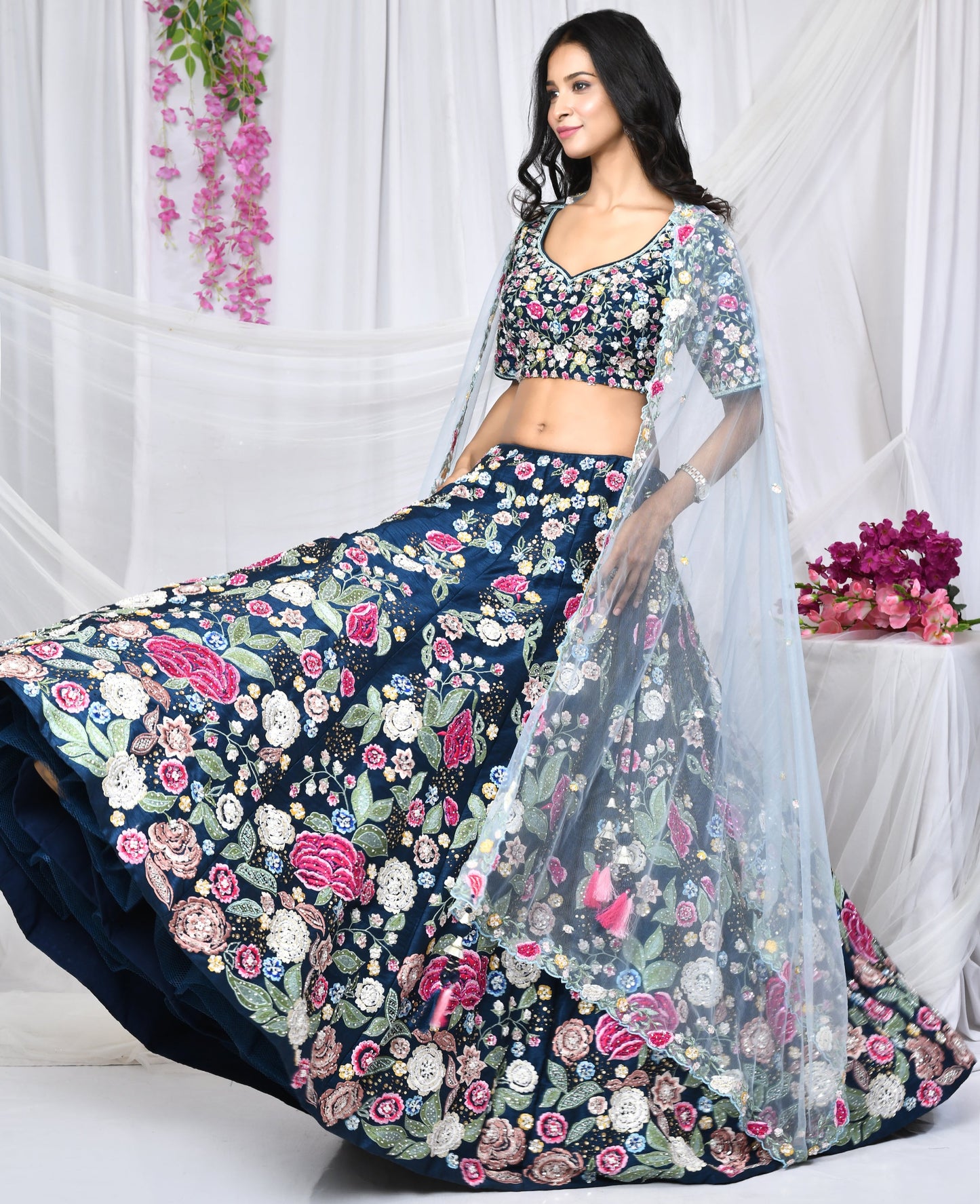 Cara Navy Blue Bridal Lehenga