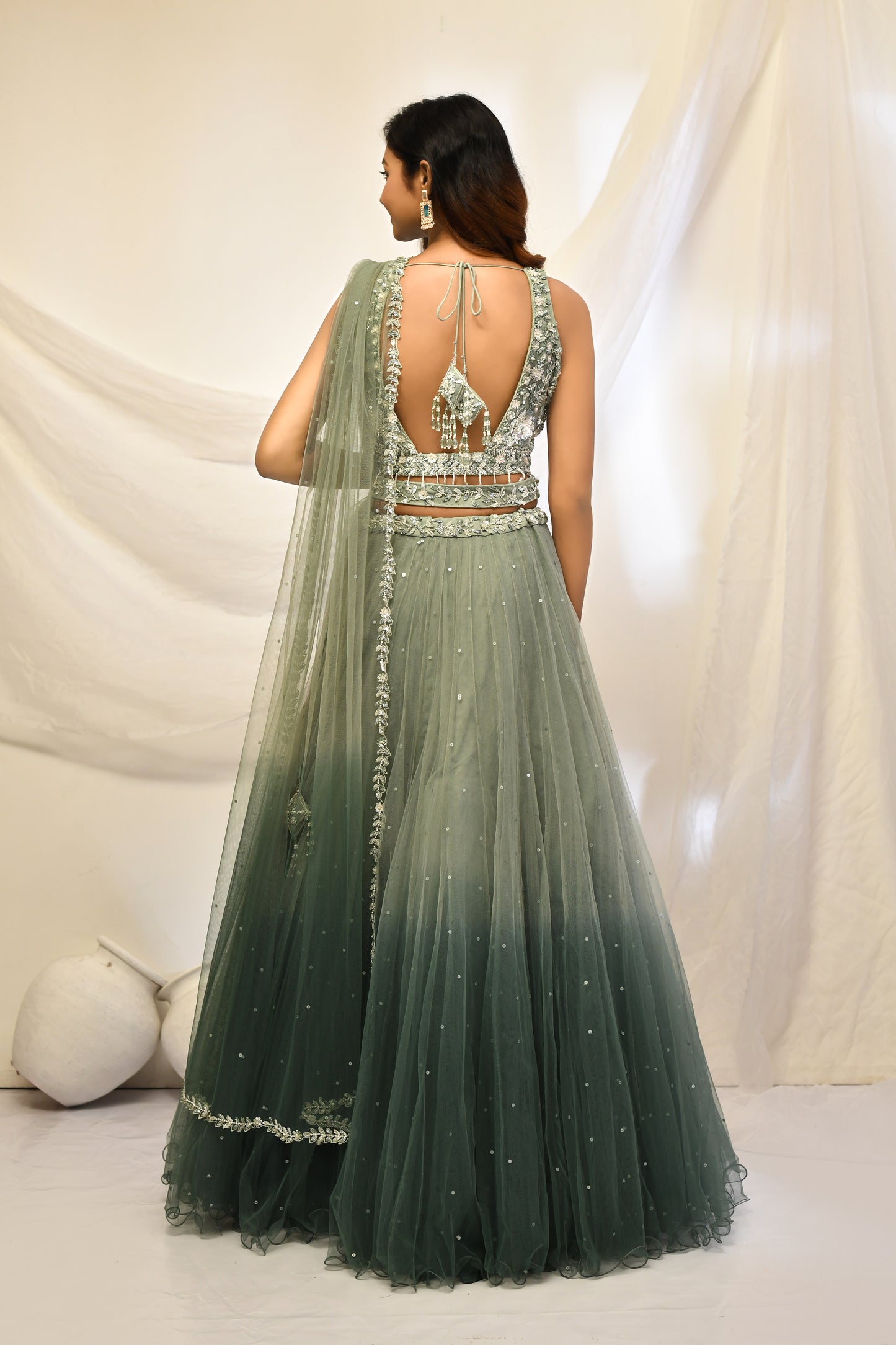 Jayanti Ombre Green Lehenga Ensemble