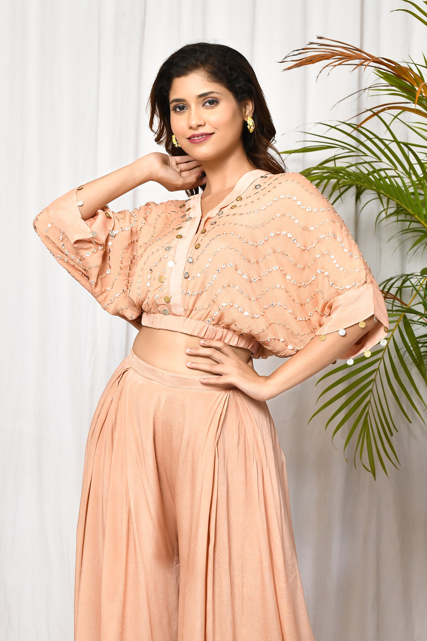Shipra Cropped Top with Pants Chic Coord Set