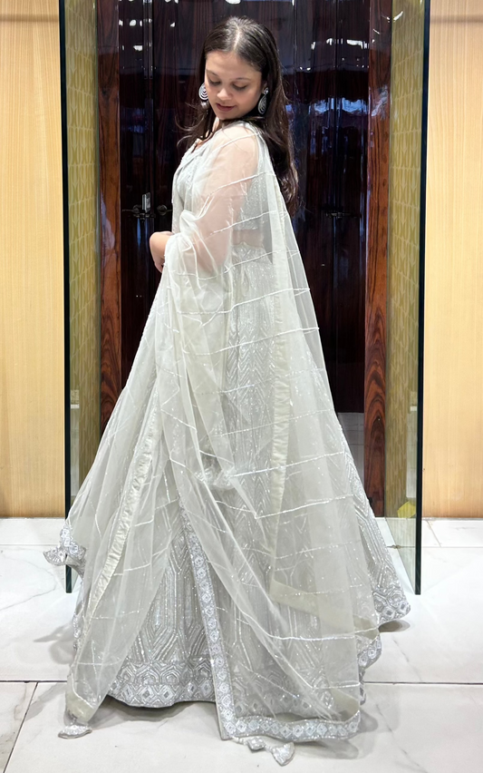 Customisable blouse design in champagne for bridal look