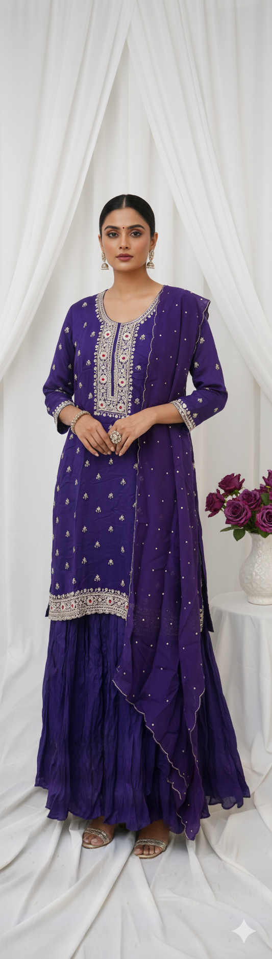 Sara – Hand Embroidered Designer Gharara Set (Colours available)