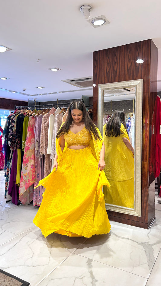 Yellow ethnic wear ideal for festive celebrations and cultural events.