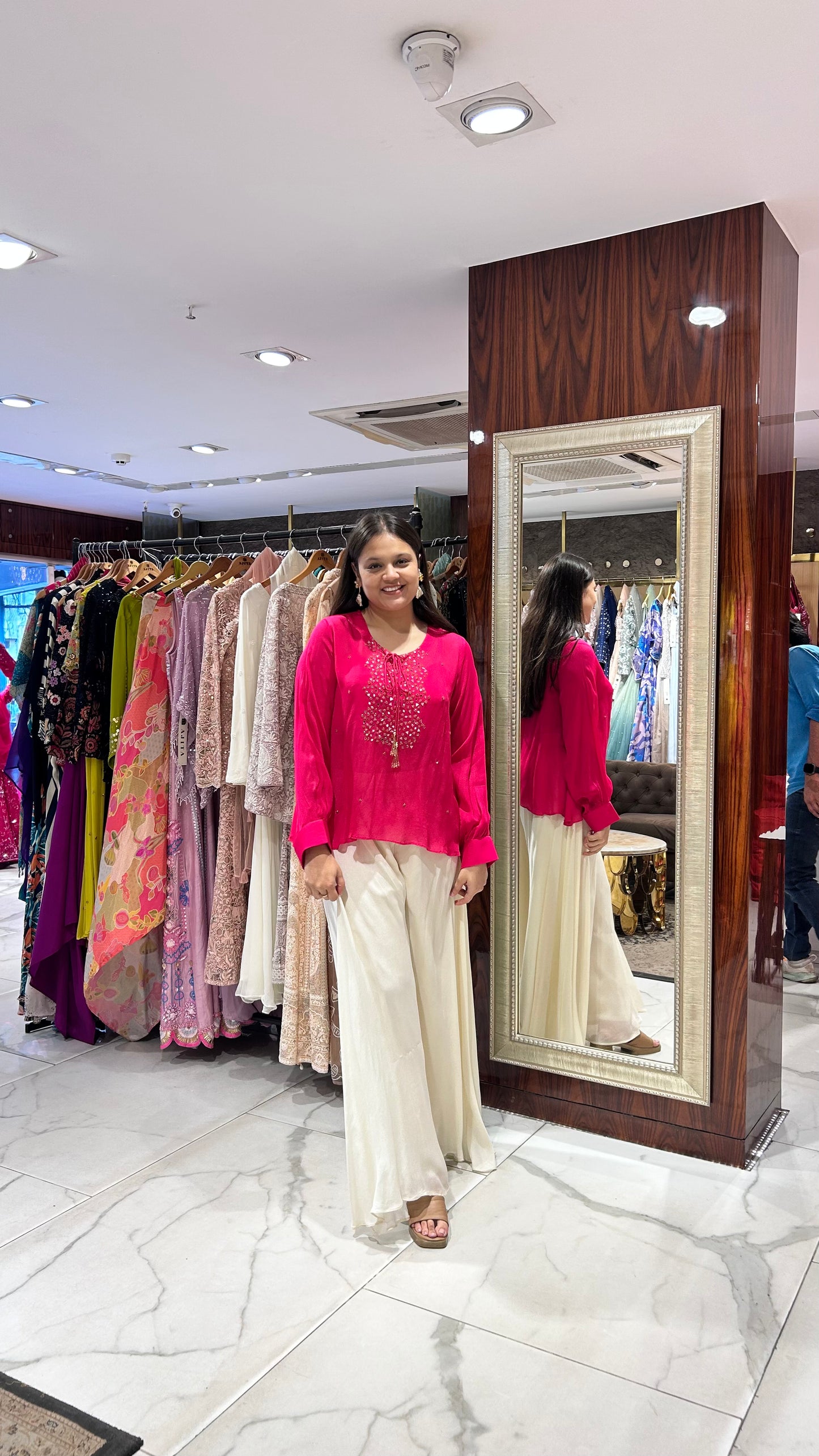 Aaravi – Chic Pink Silk Co-ord Set with Embroidered Bustier