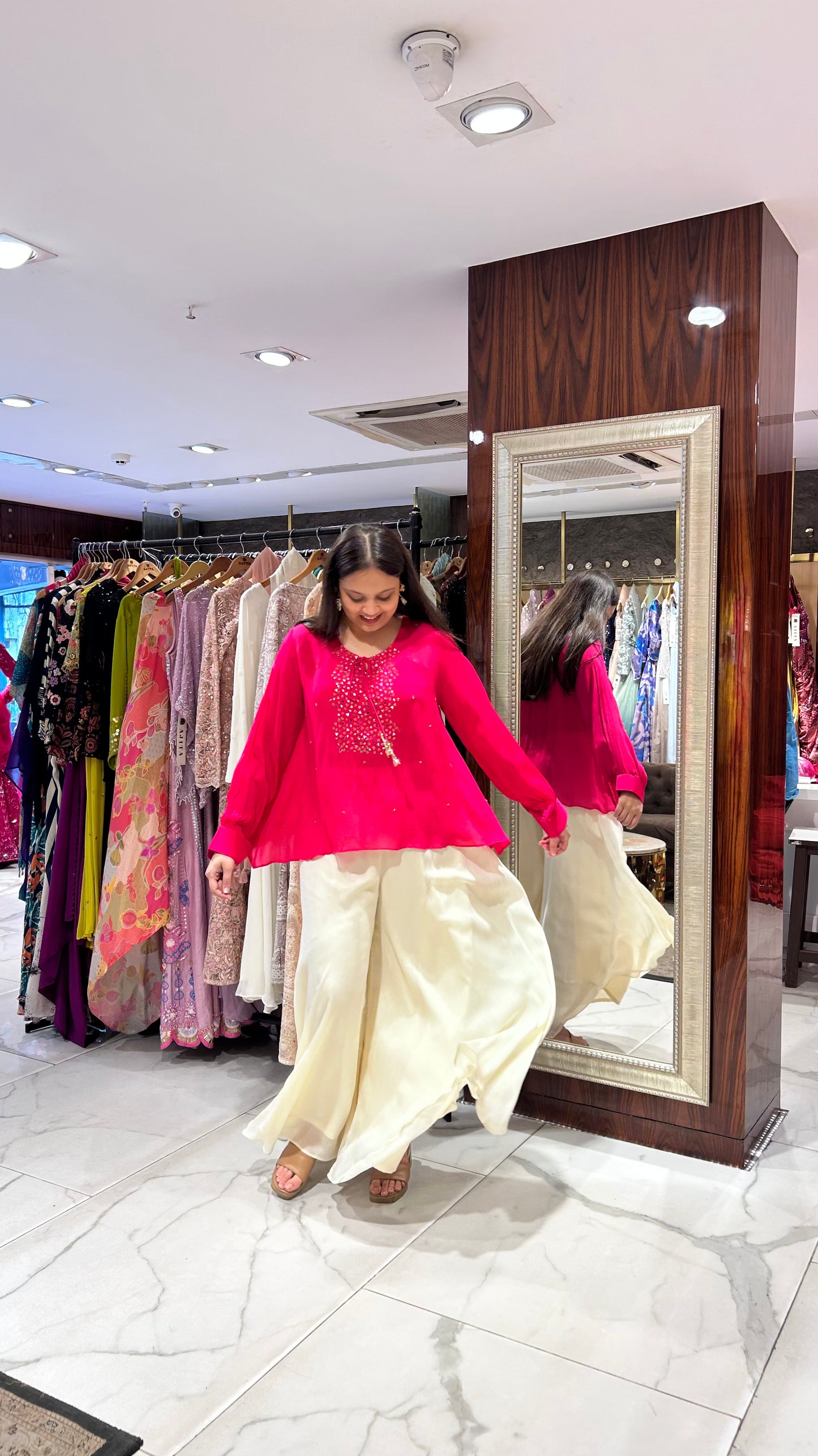 Aaravi – Chic Pink Silk Co-ord Set with Embroidered Bustier