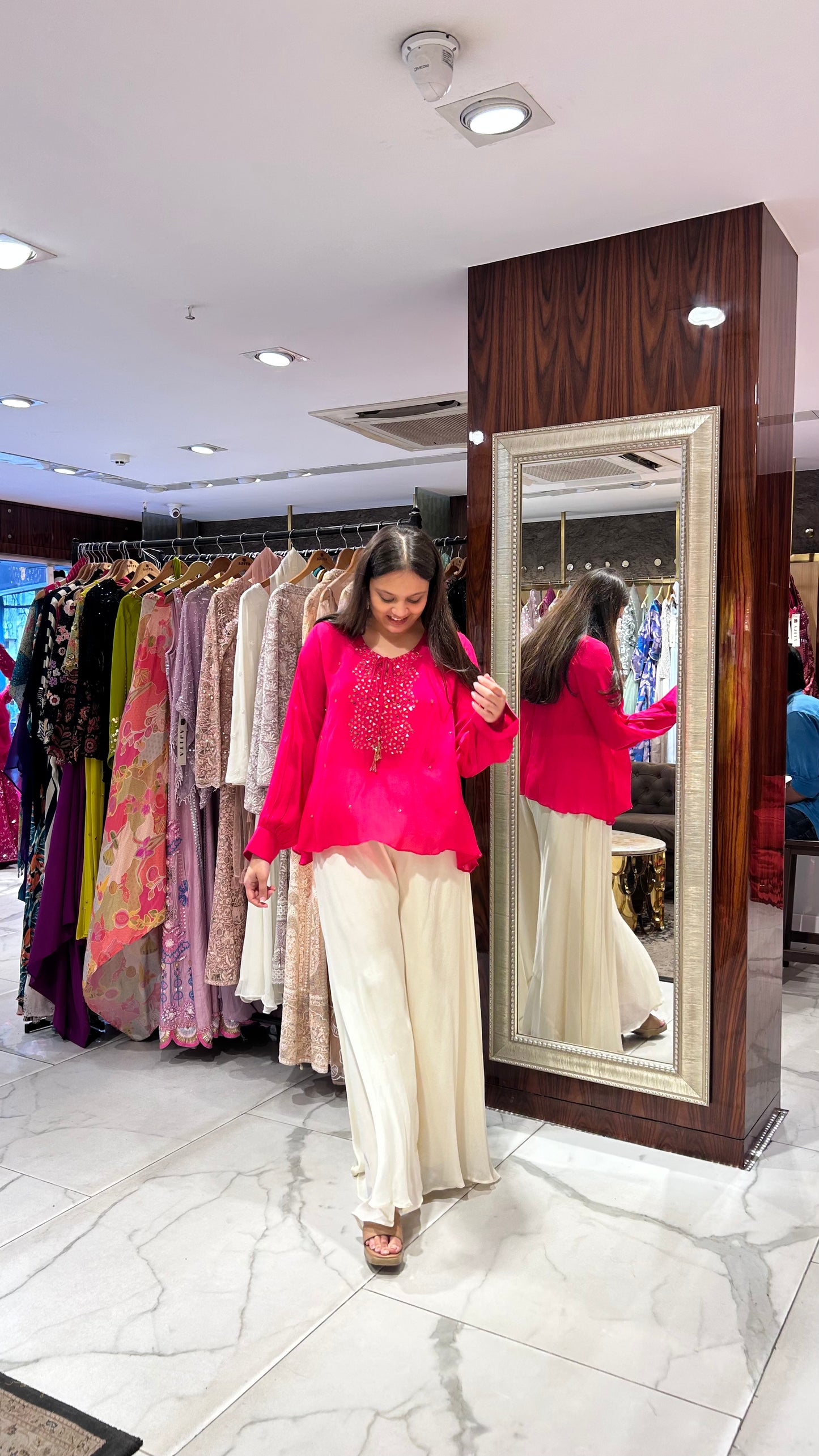 Aaravi – Chic Pink Silk Co-ord Set with Embroidered Bustier
