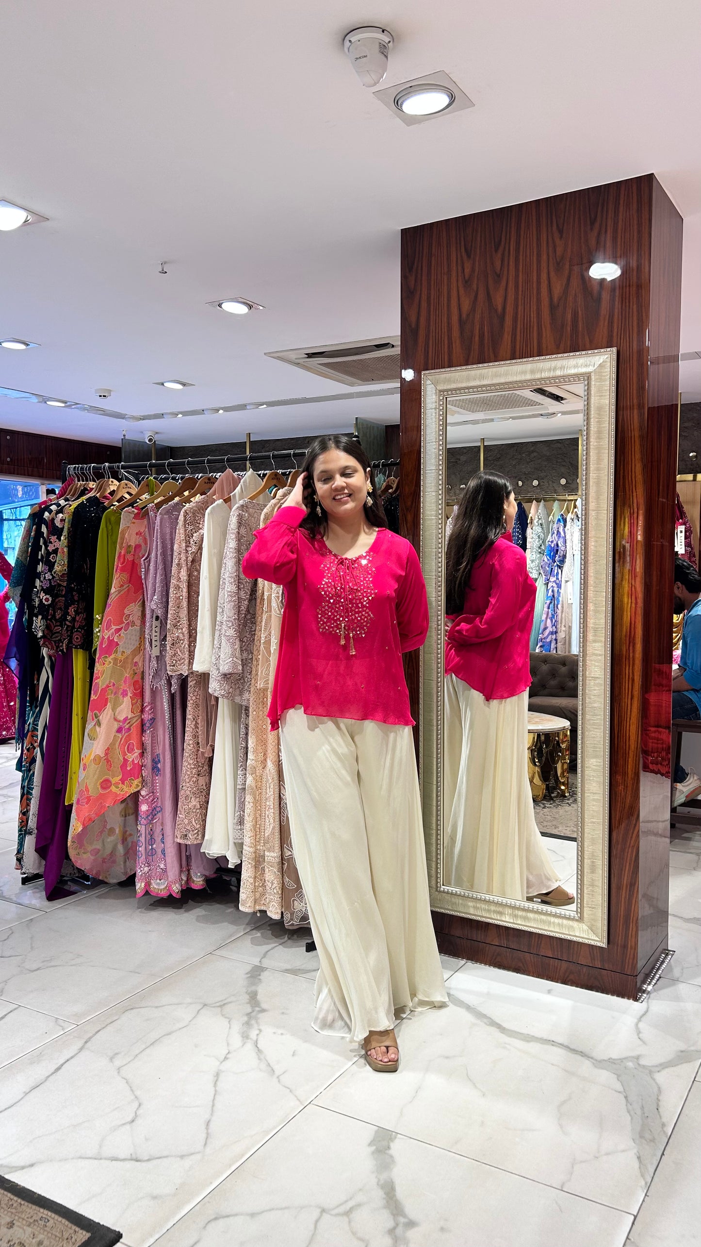 Aaravi – Chic Pink Silk Co-ord Set with Embroidered Bustier