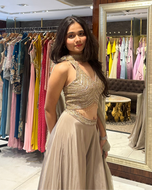 Ekya Grey Indo-Western Evening Set