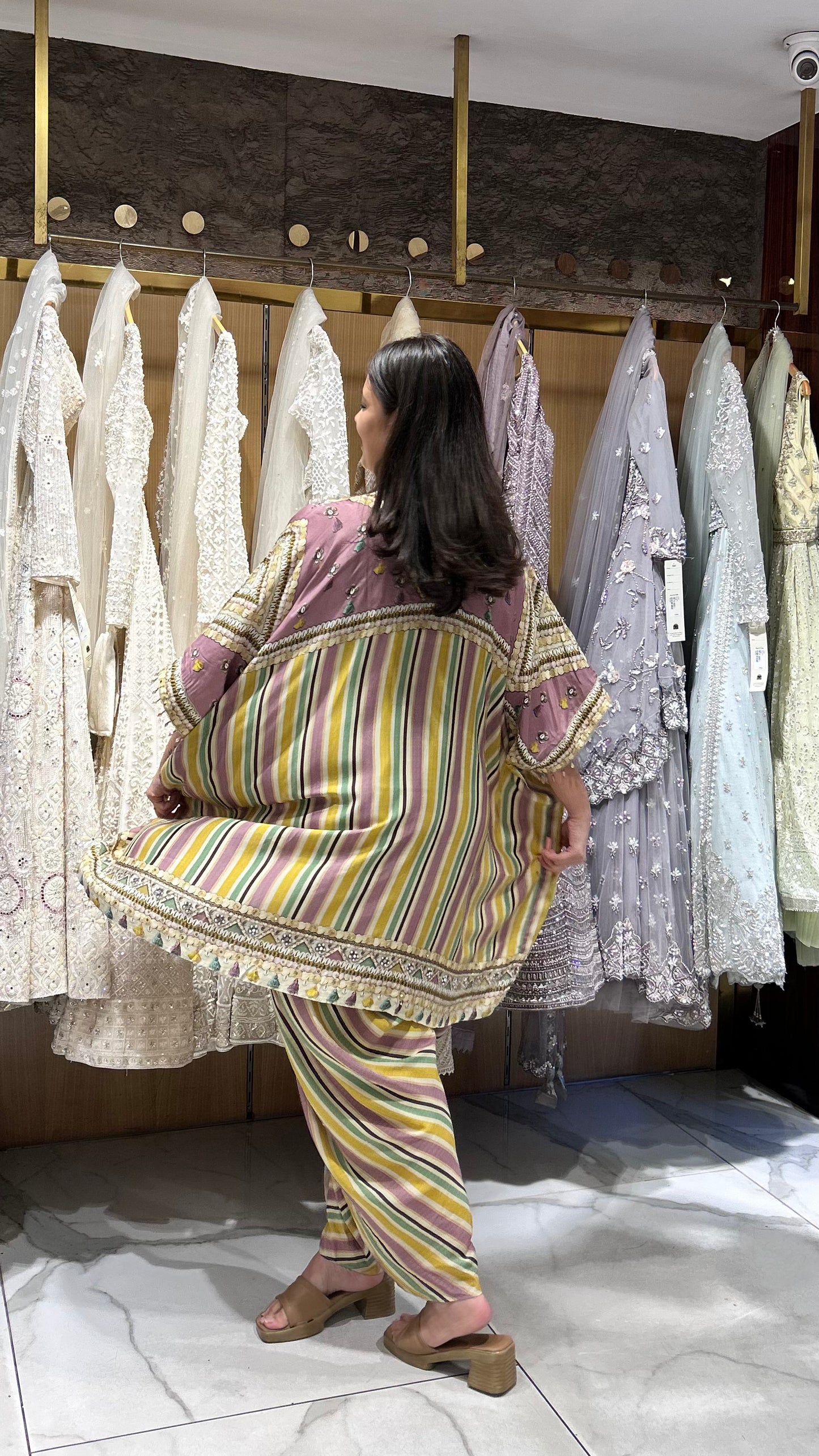 Anvika – Multicoloured Printed Indo-Western Set with Pearl & Mirror Embroidery