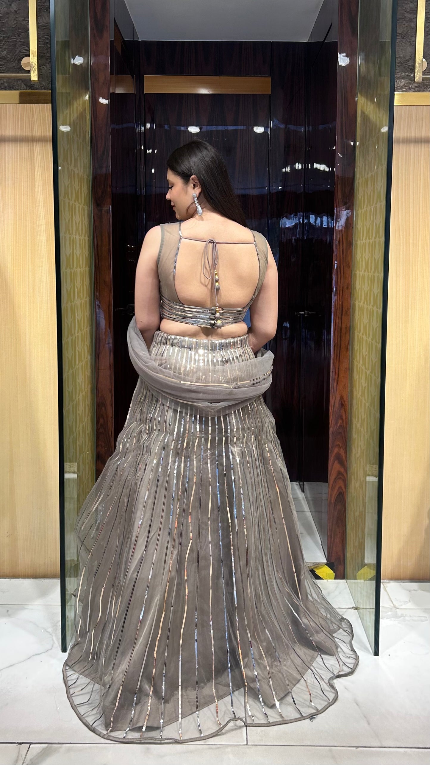Maia – Grey Hand Embroidered Designer Inspired Lehenga Set