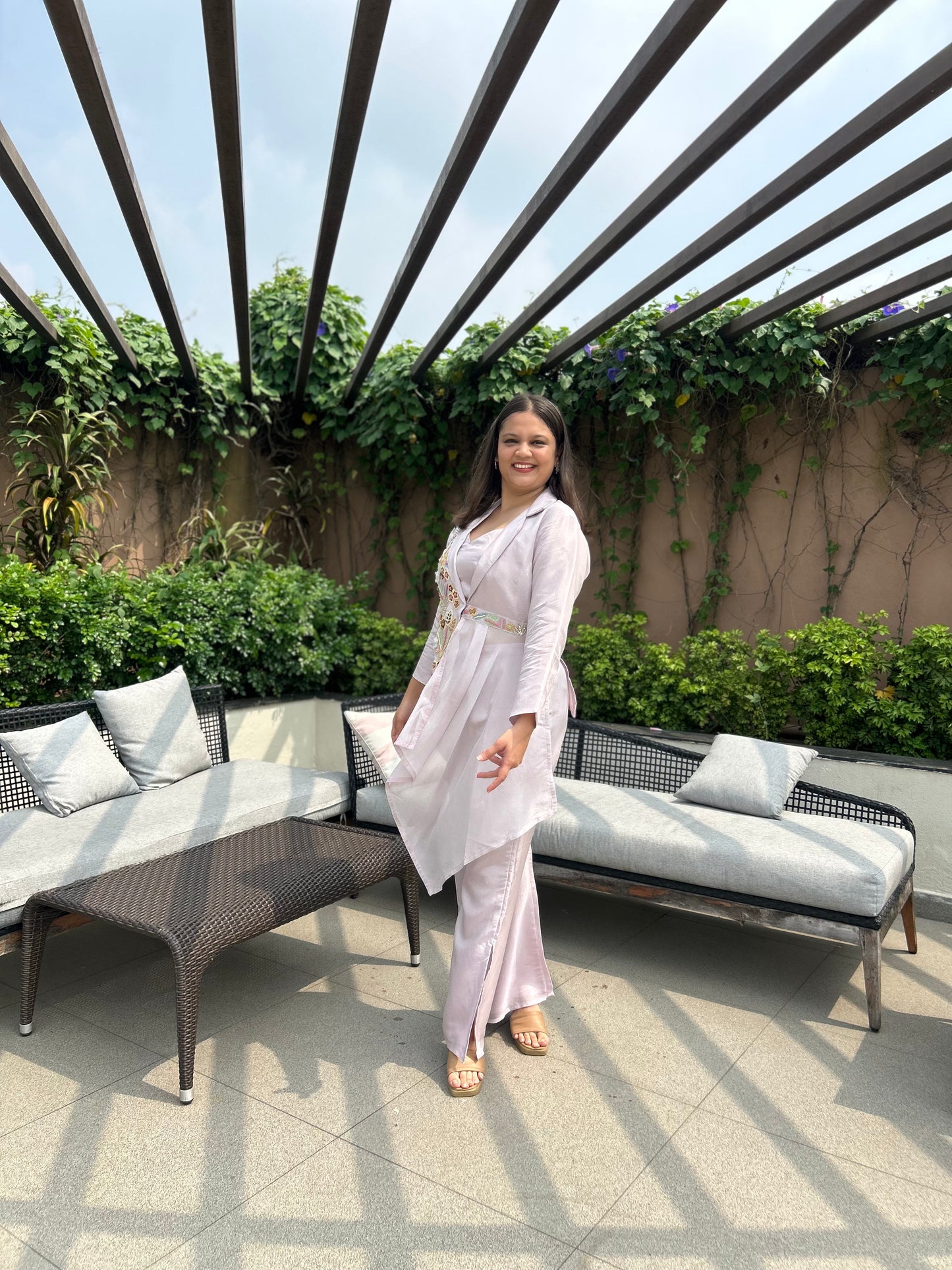 Aria Light Lilac Embroidered Indo-Western Co-ord Set