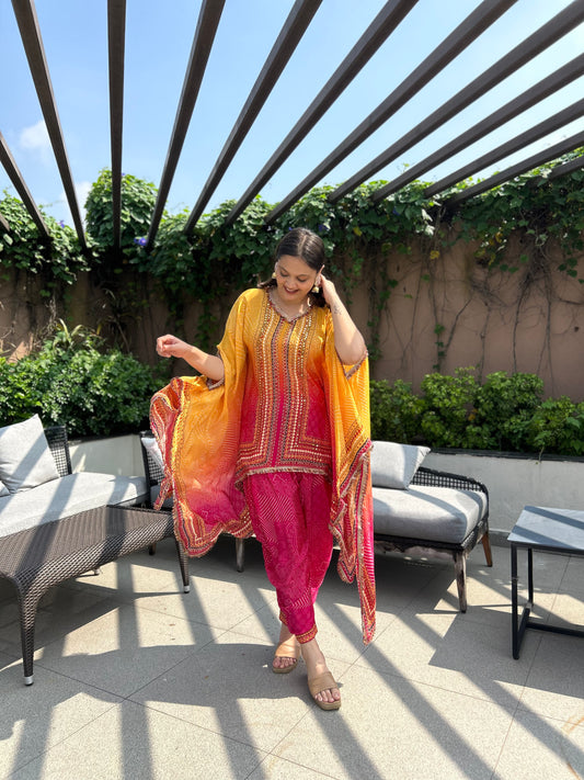 Rhea Multicolored Kaftan & Dhoti Indo-Western Set
