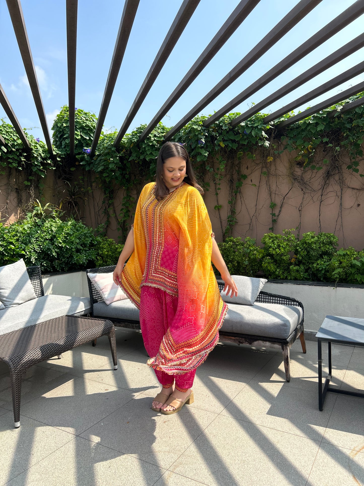 Rhea Multicolored Kaftan & Dhoti Indo-Western Set