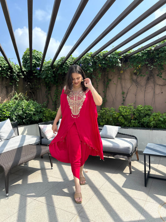 Sophia Rani Pink Kaftan & Dhoti Indo-Western Set