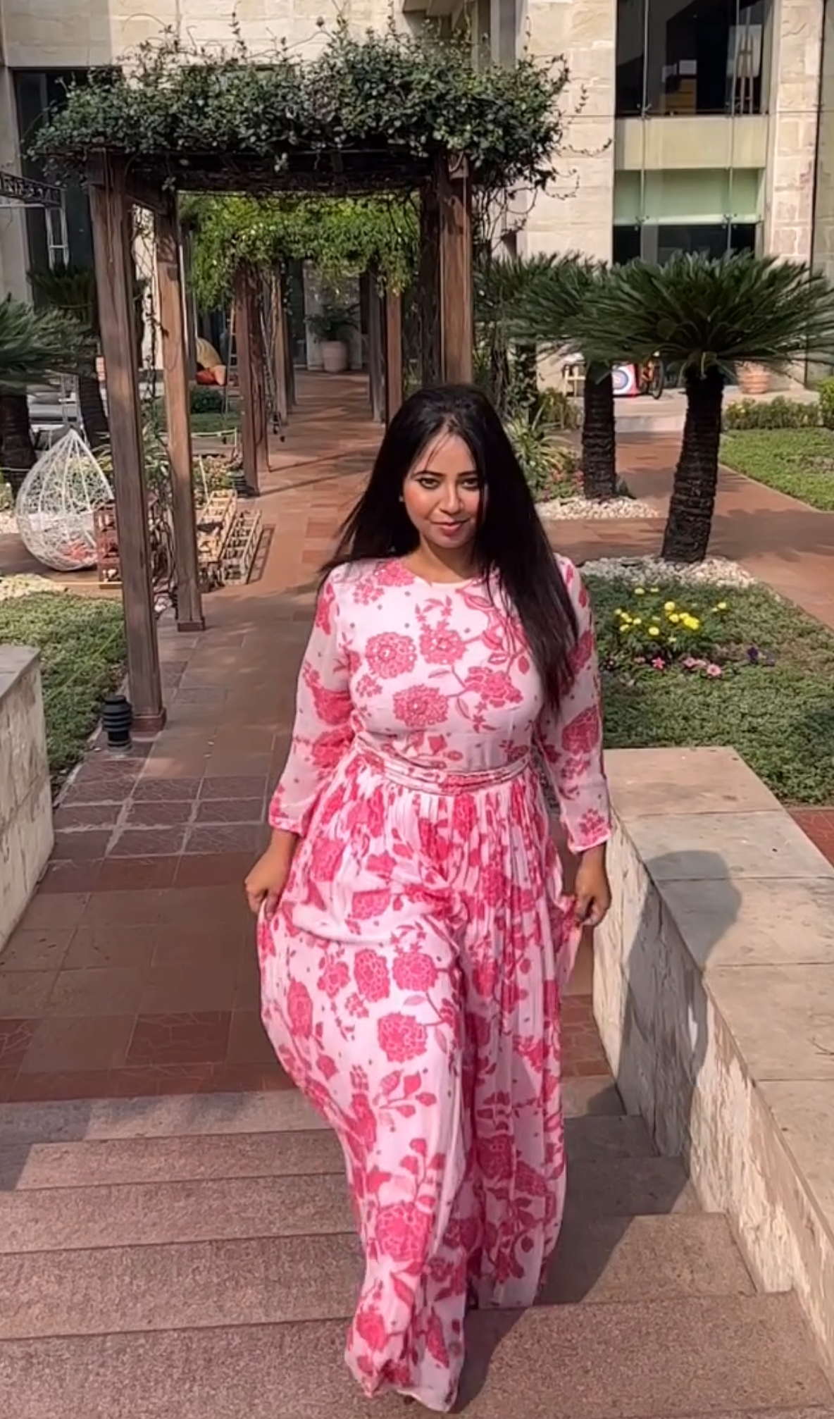 Naivya — Printed Pink Floral Jumpsuit