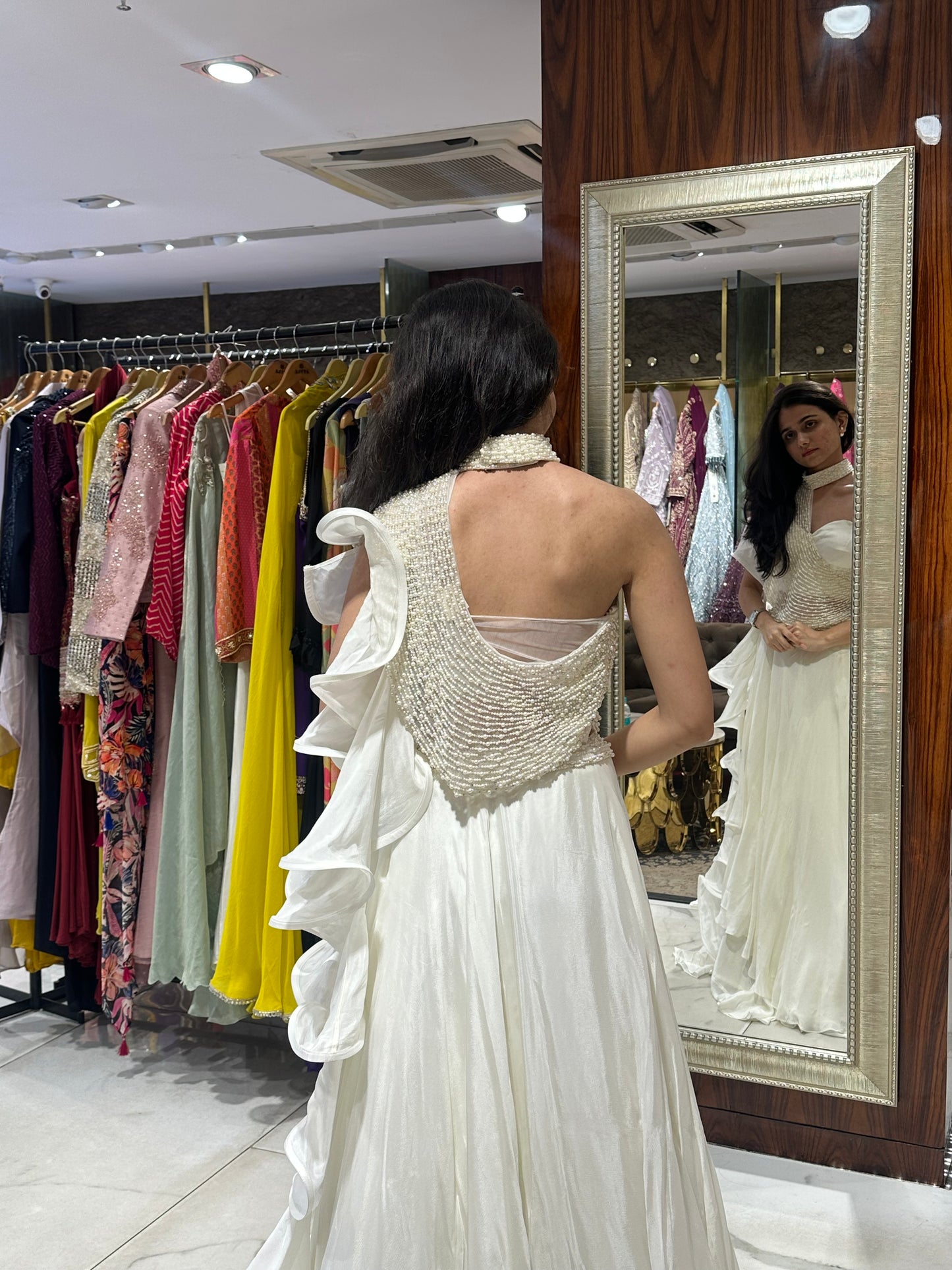 Luna Ivory Indo-Western Pearl Lehenga