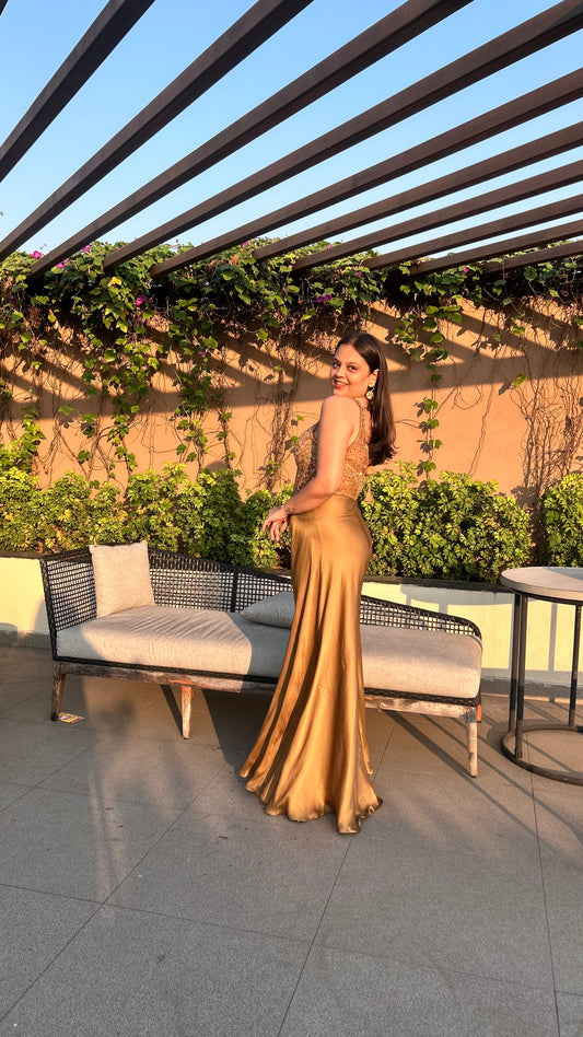 Aishe – Metallic Gold Indo-Western Jumpsuit (Colours Available)