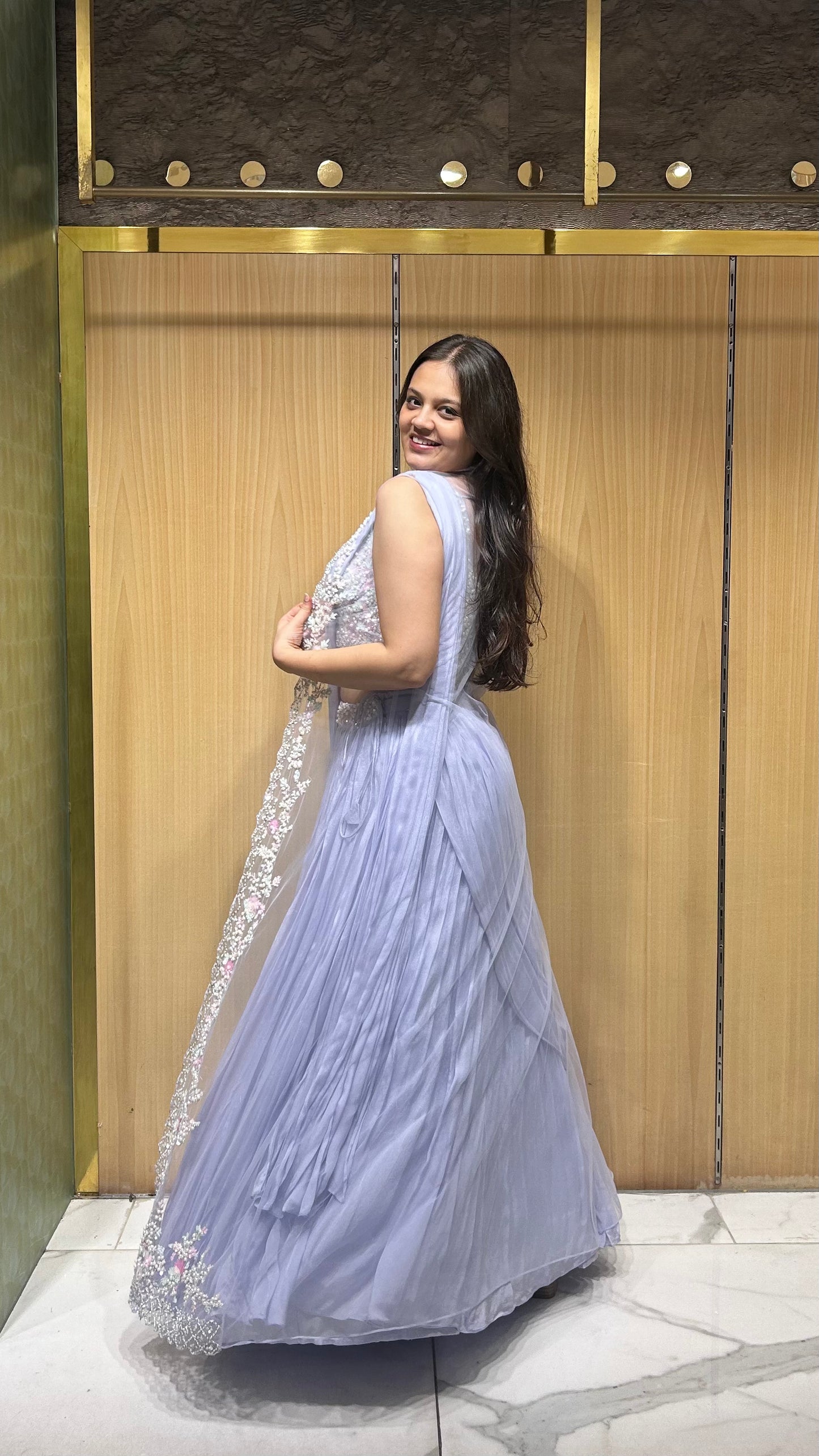 Falak Lavender Drape Lehenga Set with Cape