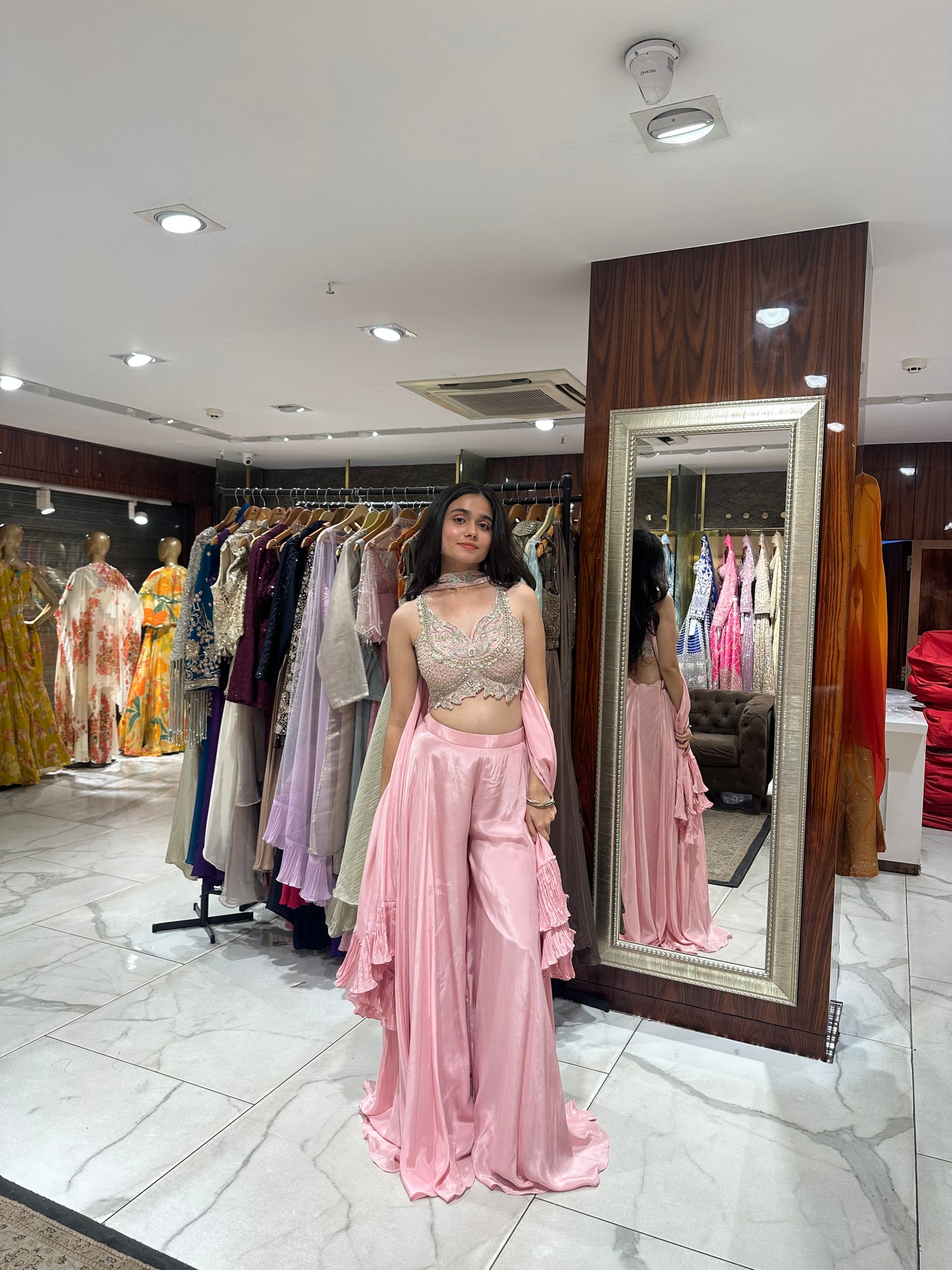 Lina Baby Pink Indo-Western Palazzo Set