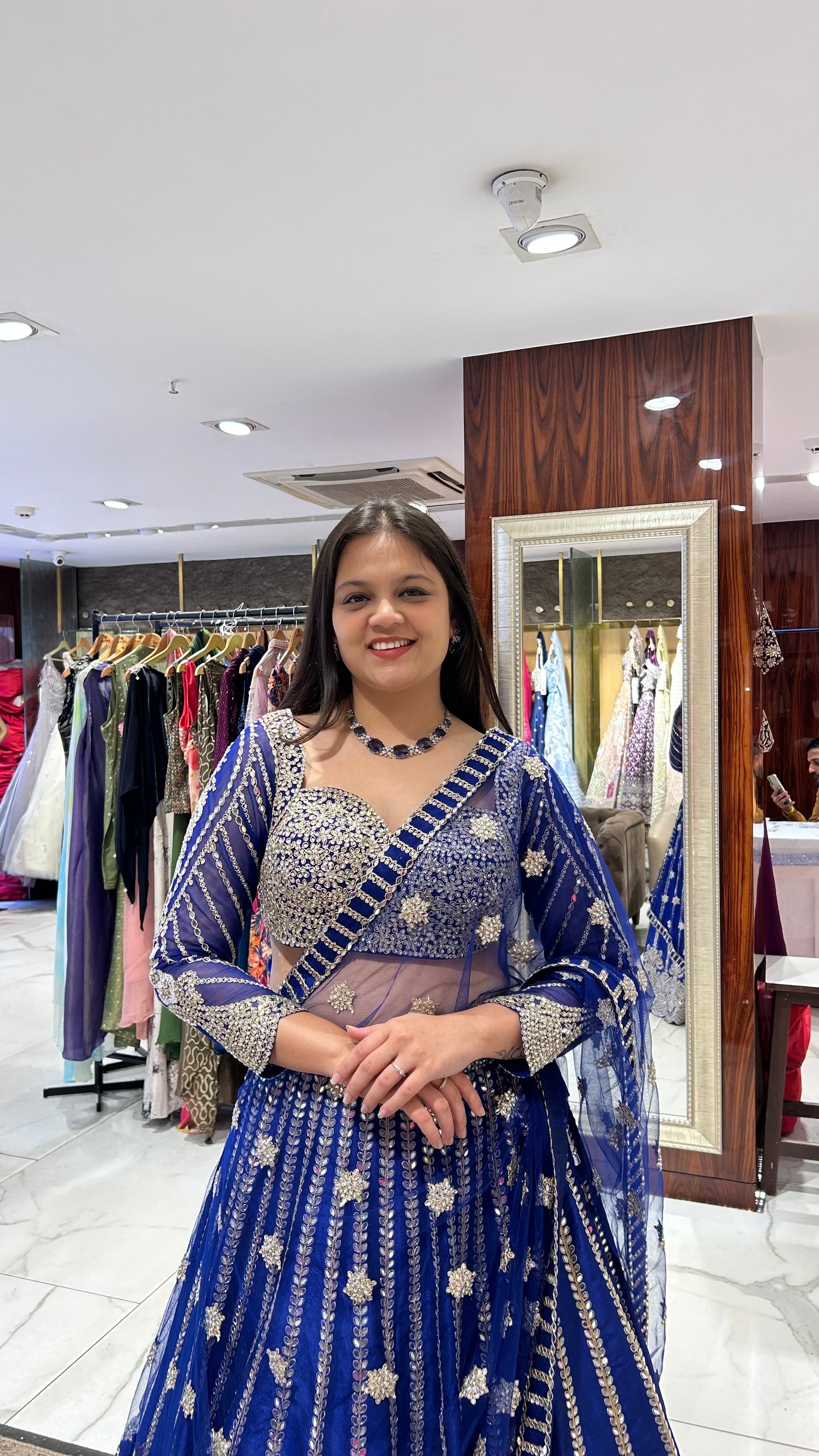 Nayra Royal Blue Raw Silk Embroidered Lehenga Set