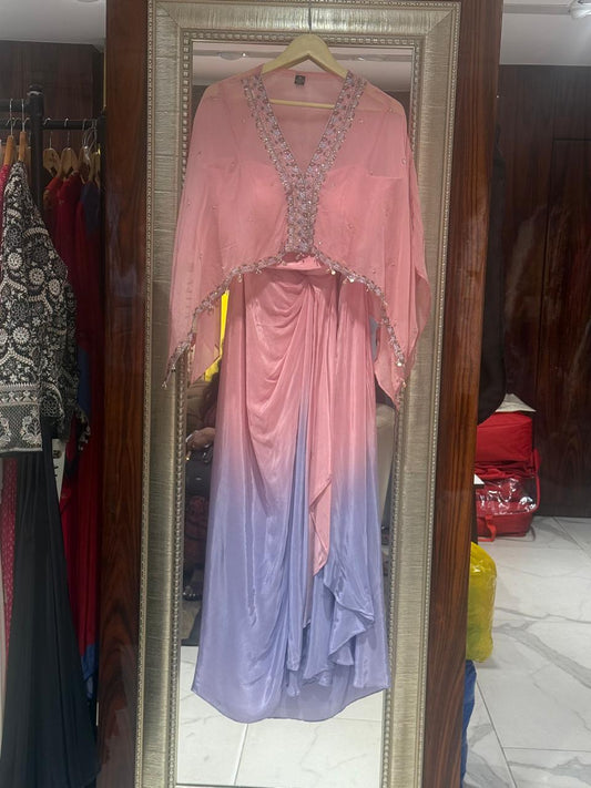 Pink and purple ombre dress perfect for festive evening occasions.