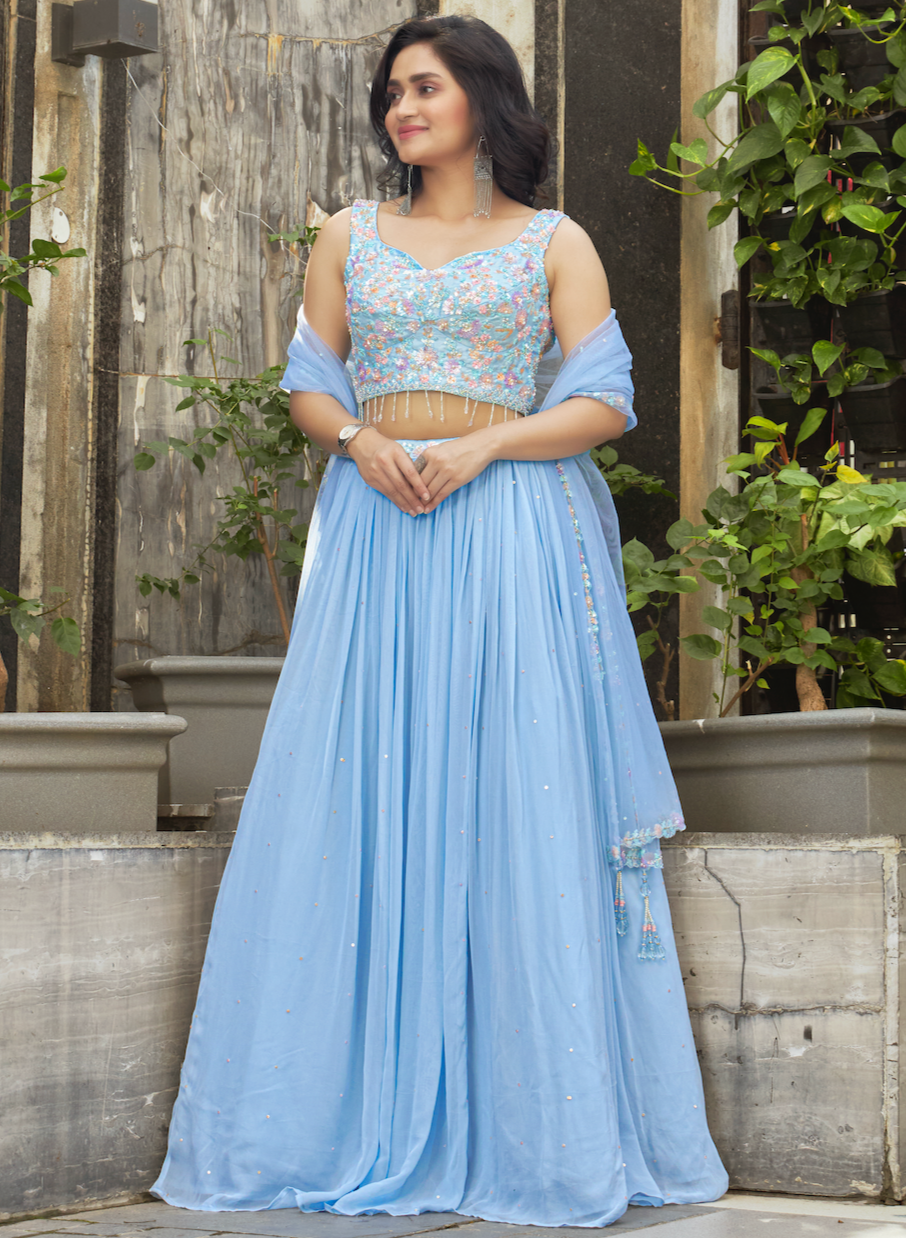 Saheli Powder Blue Bridesmaid Lehenga Set Saheli Powder Blue Bridesmaid Lehenga Set