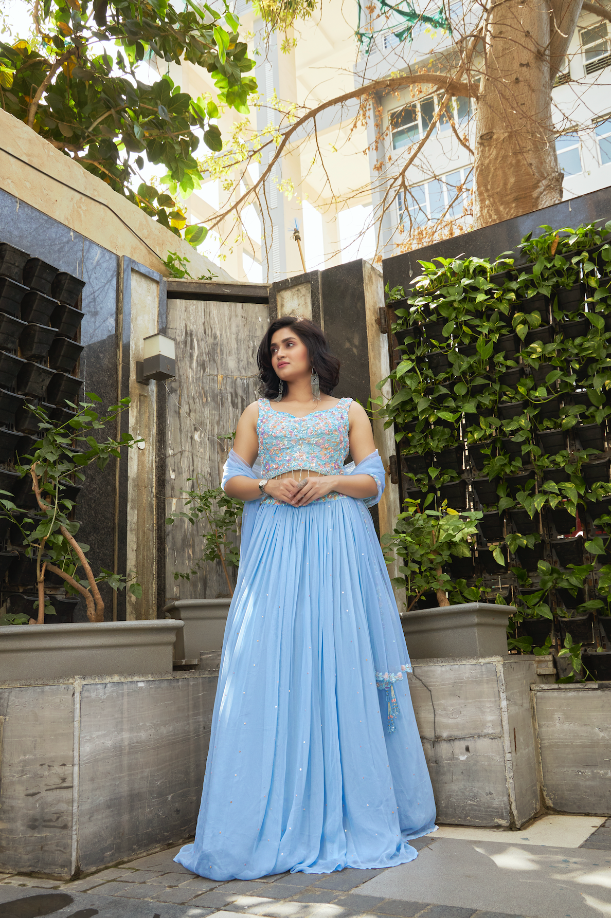 Blue traditional dress ideal for festive and cultural celebrations.