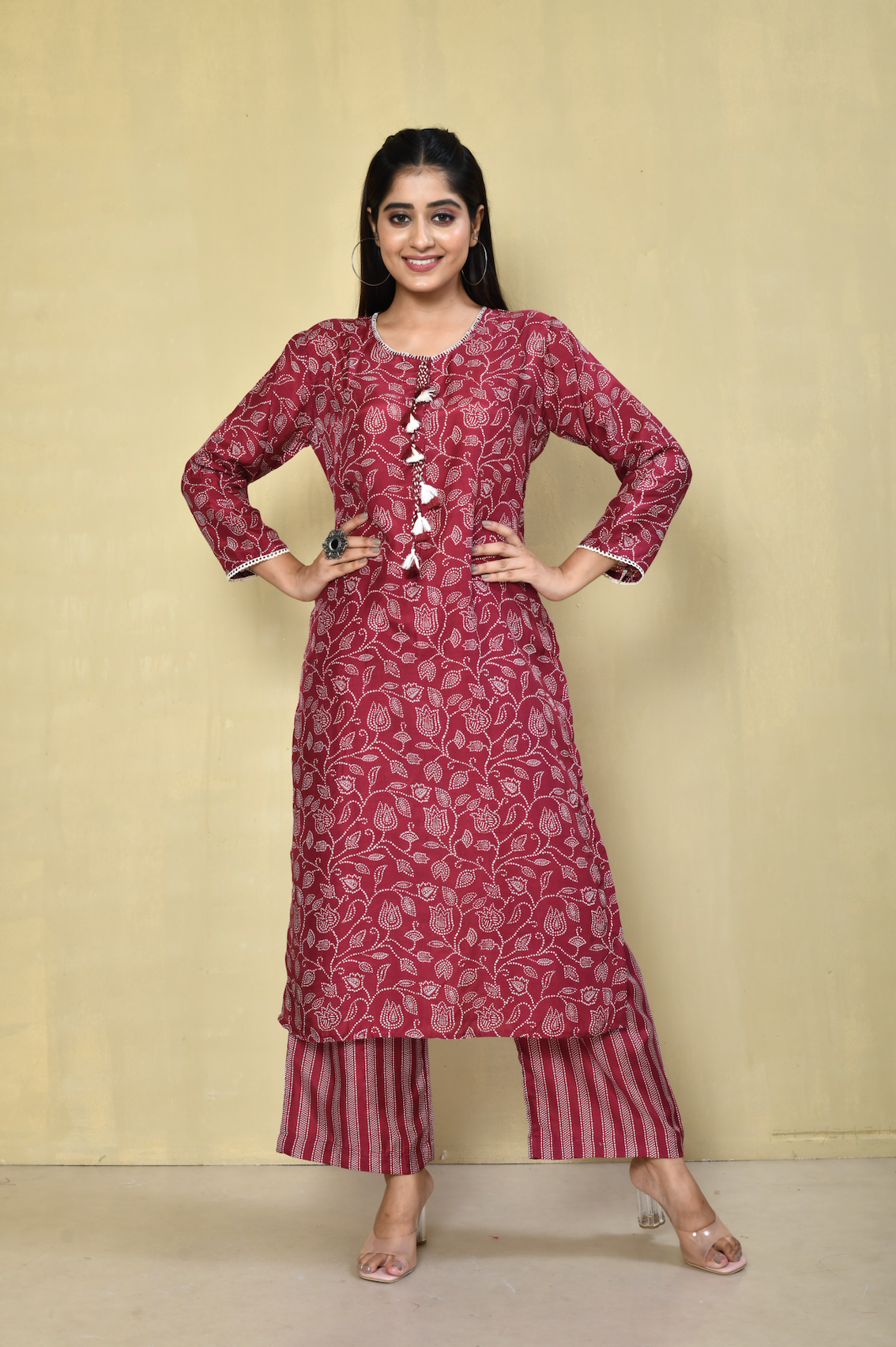Yarina Printed Festive Kurta Pant Set