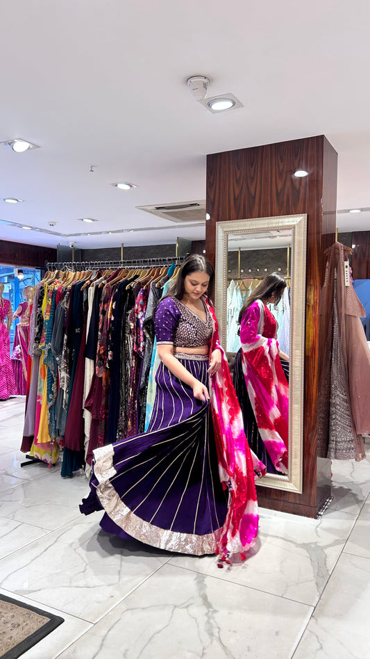 Hand-embroidered crepe blouse with gota, pearls, and sequins