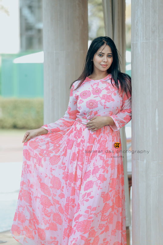 Naivya — Printed Pink Floral Jumpsuit