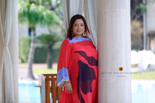 Nivika — Tomato Red Asymmetrical Co-ord Set
