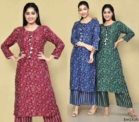 Yarina Printed Festive Kurta Pant Set