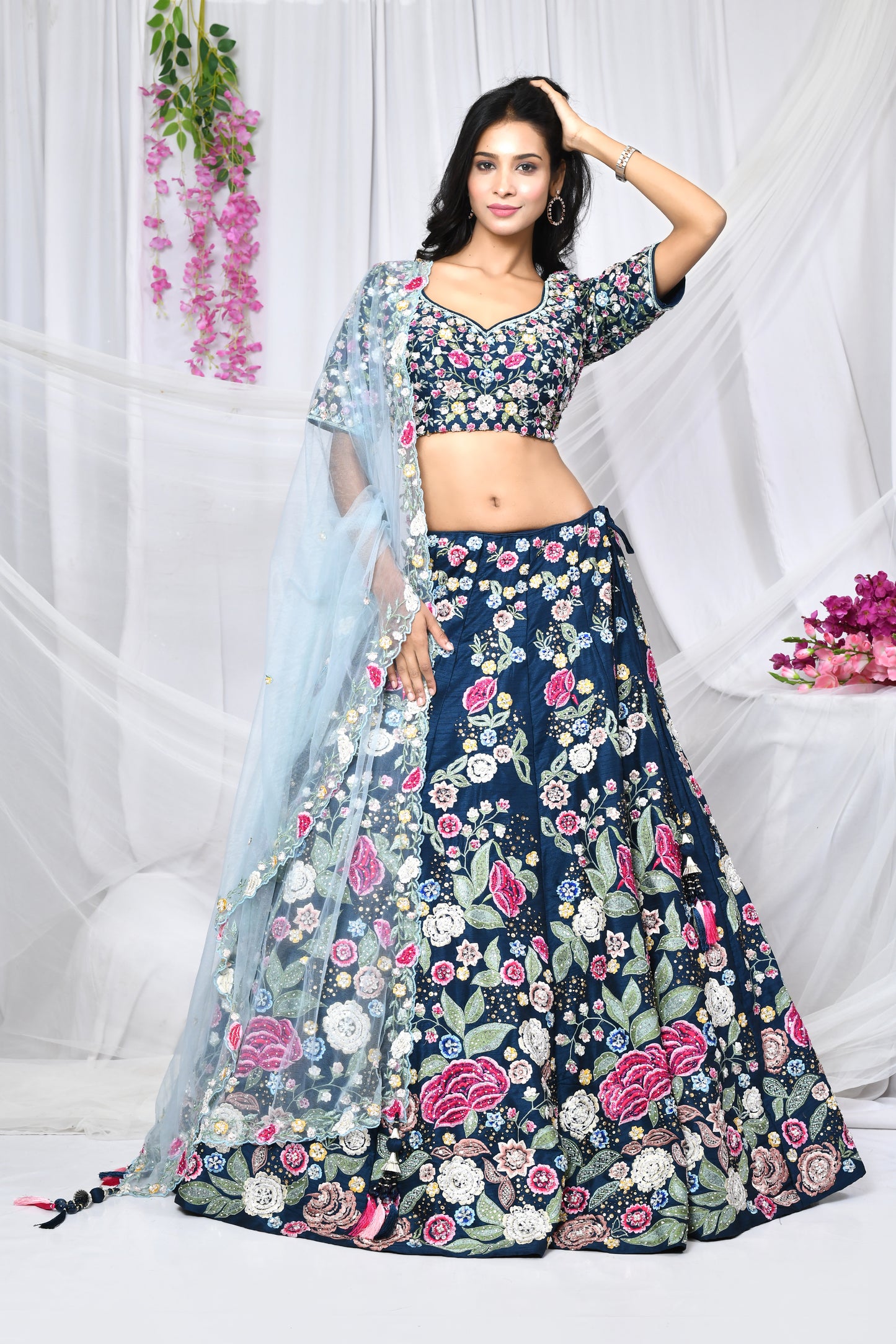 Cara Navy Blue Bridal Lehenga