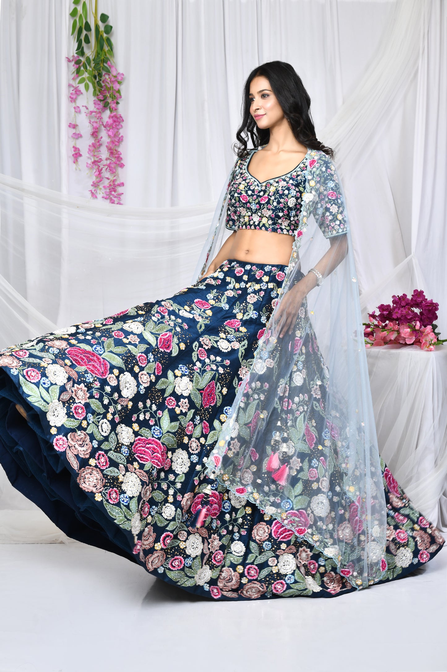 Cara Navy Blue Bridal Lehenga