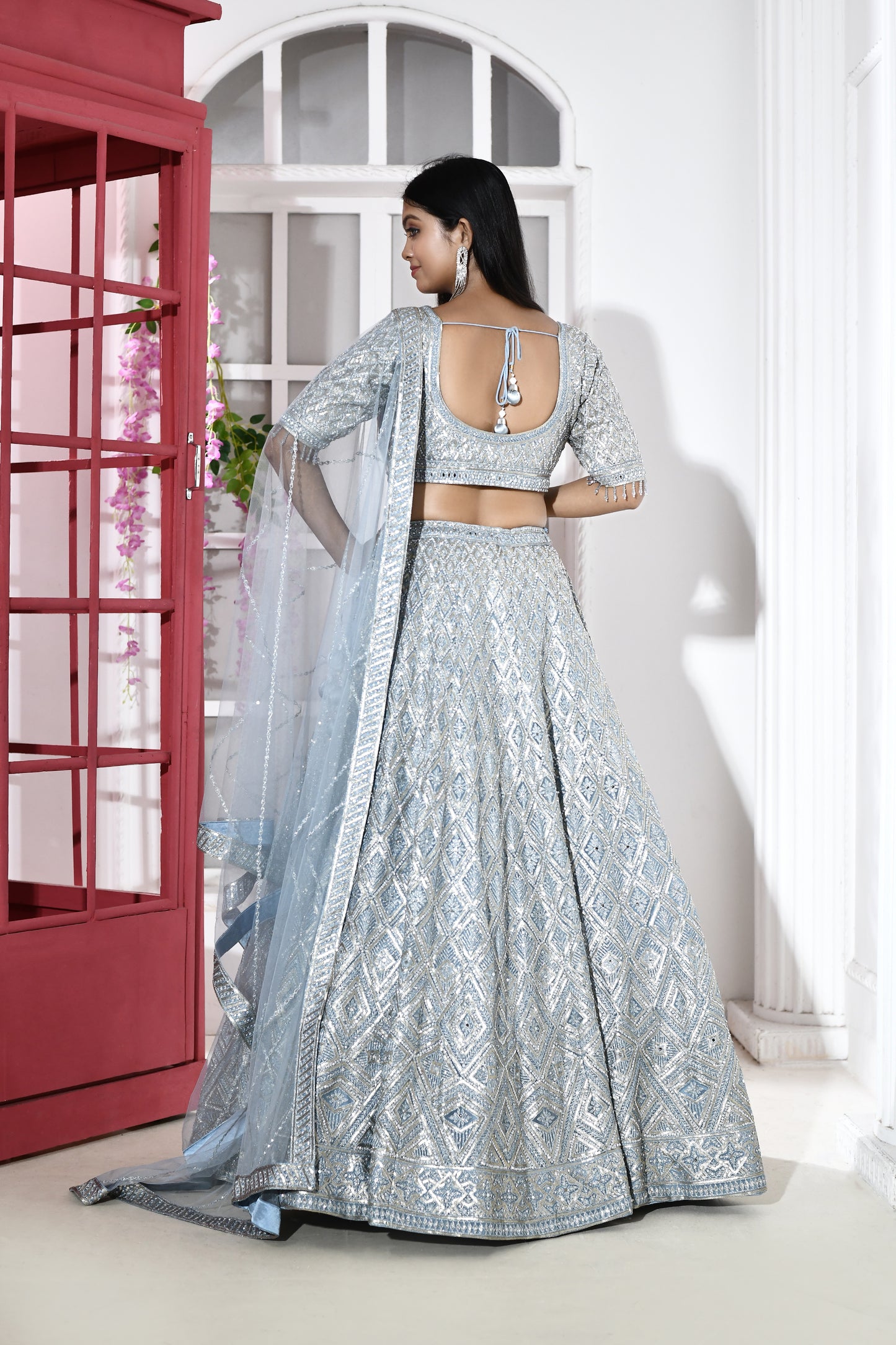 Tia Sky Blue Embroidered Lehenga