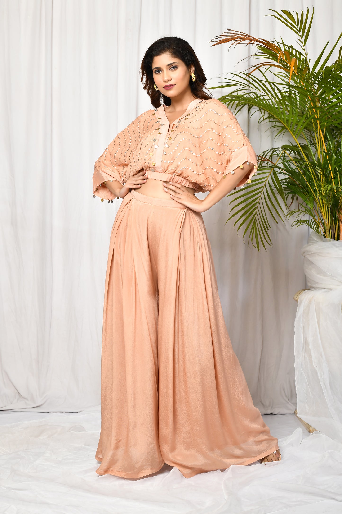 Shipra Cropped Top with Pants Chic Coord Set