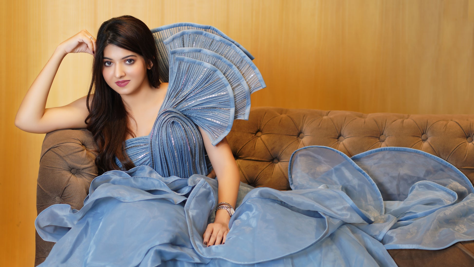 Soft glam bridal lehenga with modern silhouette