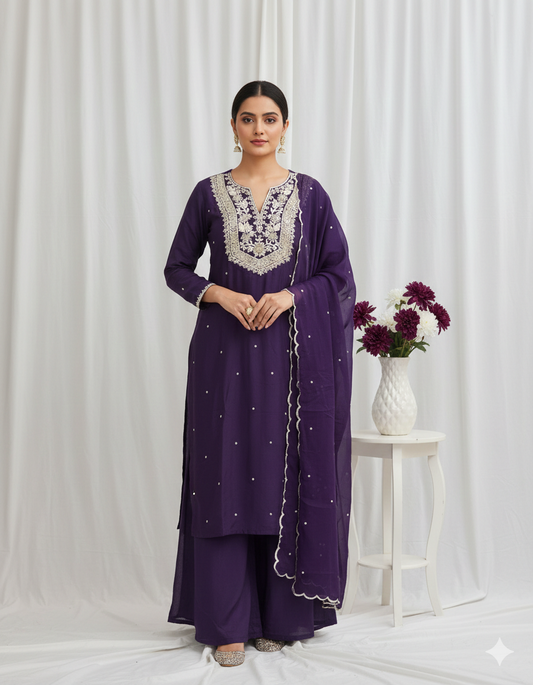 Designer suit set for bhaat, maayra, kirtan, etc