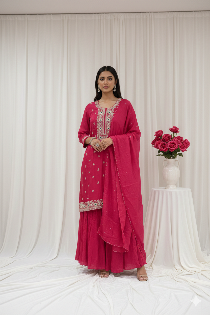 Sara – Hand Embroidered Designer Gharara Set (Colours available)