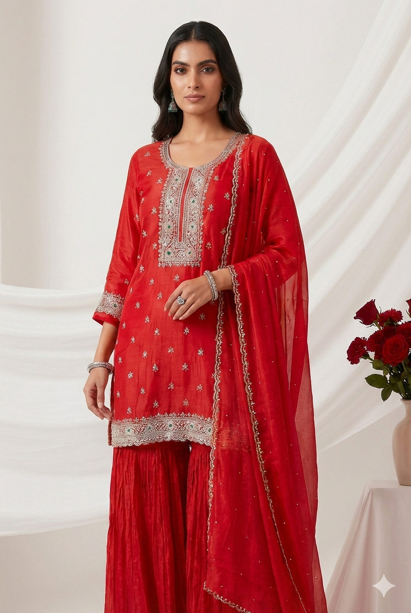 Designer sharara/gharara set for festive vibes and wedding events