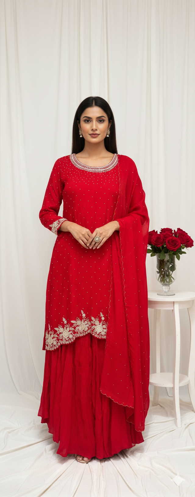 Tara – Hand Embroidered Designer Sharara Set (Colours available)