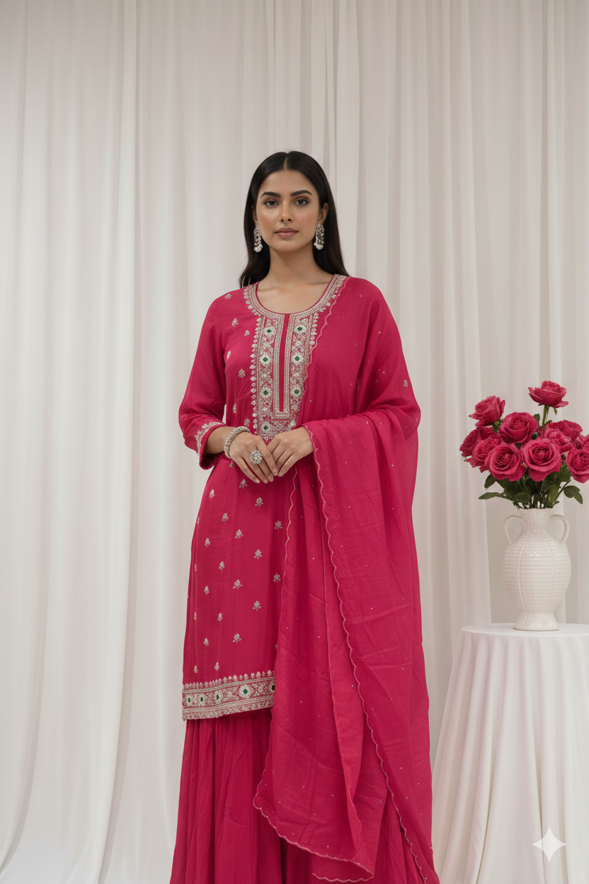 Sara – Hand Embroidered Designer Gharara Set (Colours available)