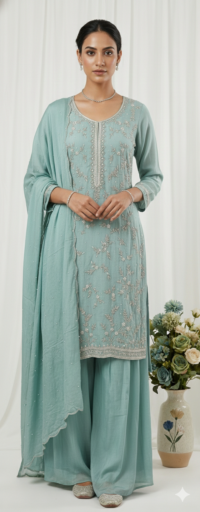 Lara – Hand Embroidered Designer Sharara Set (Colours available)