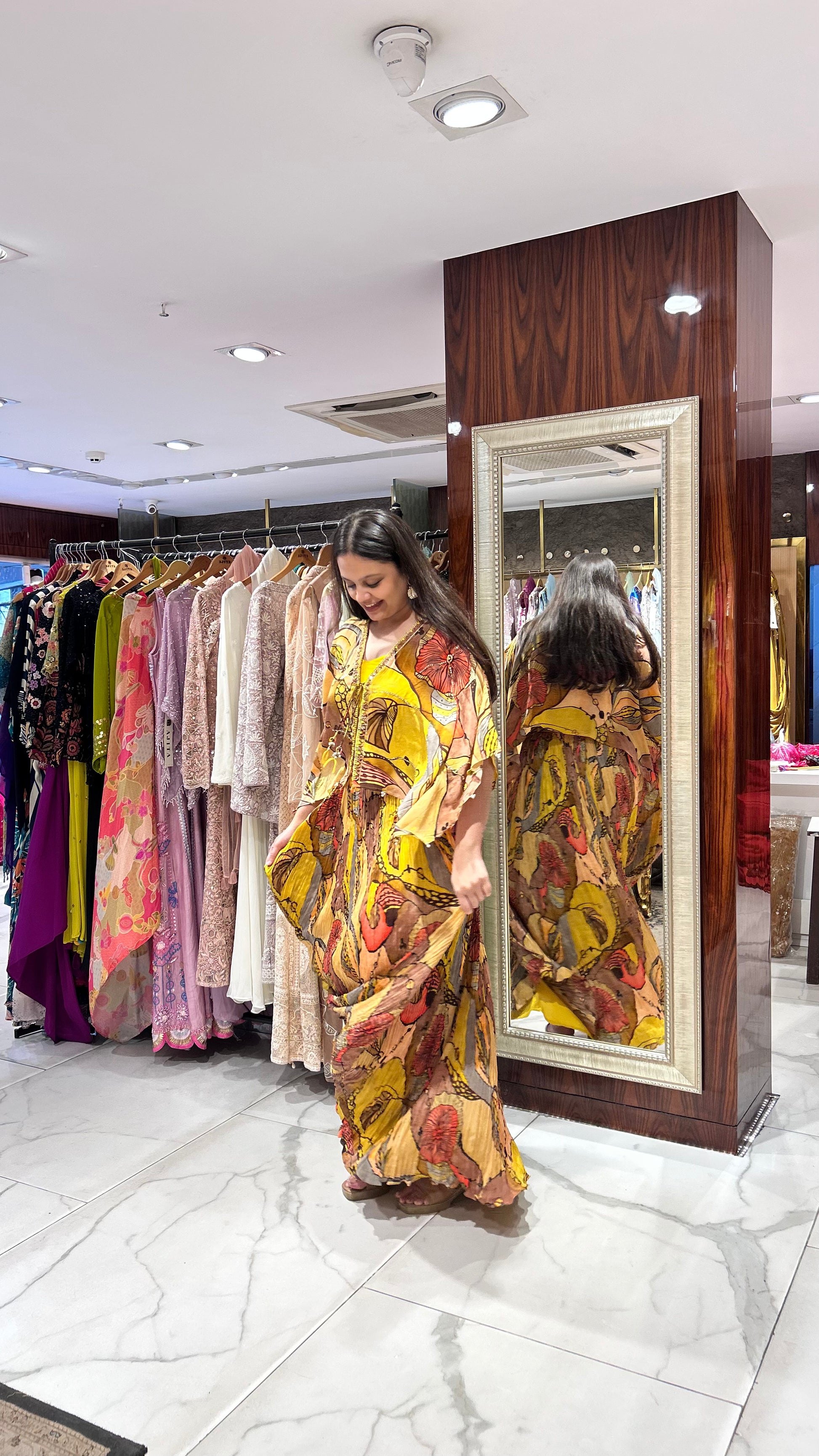 Hand-embroidered cape with blouse and printed skirt – Tanira by House of Ajita