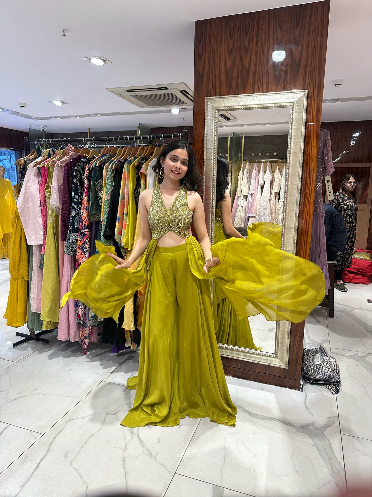 Aanya Mehendi Green Embroidered Sharara Set