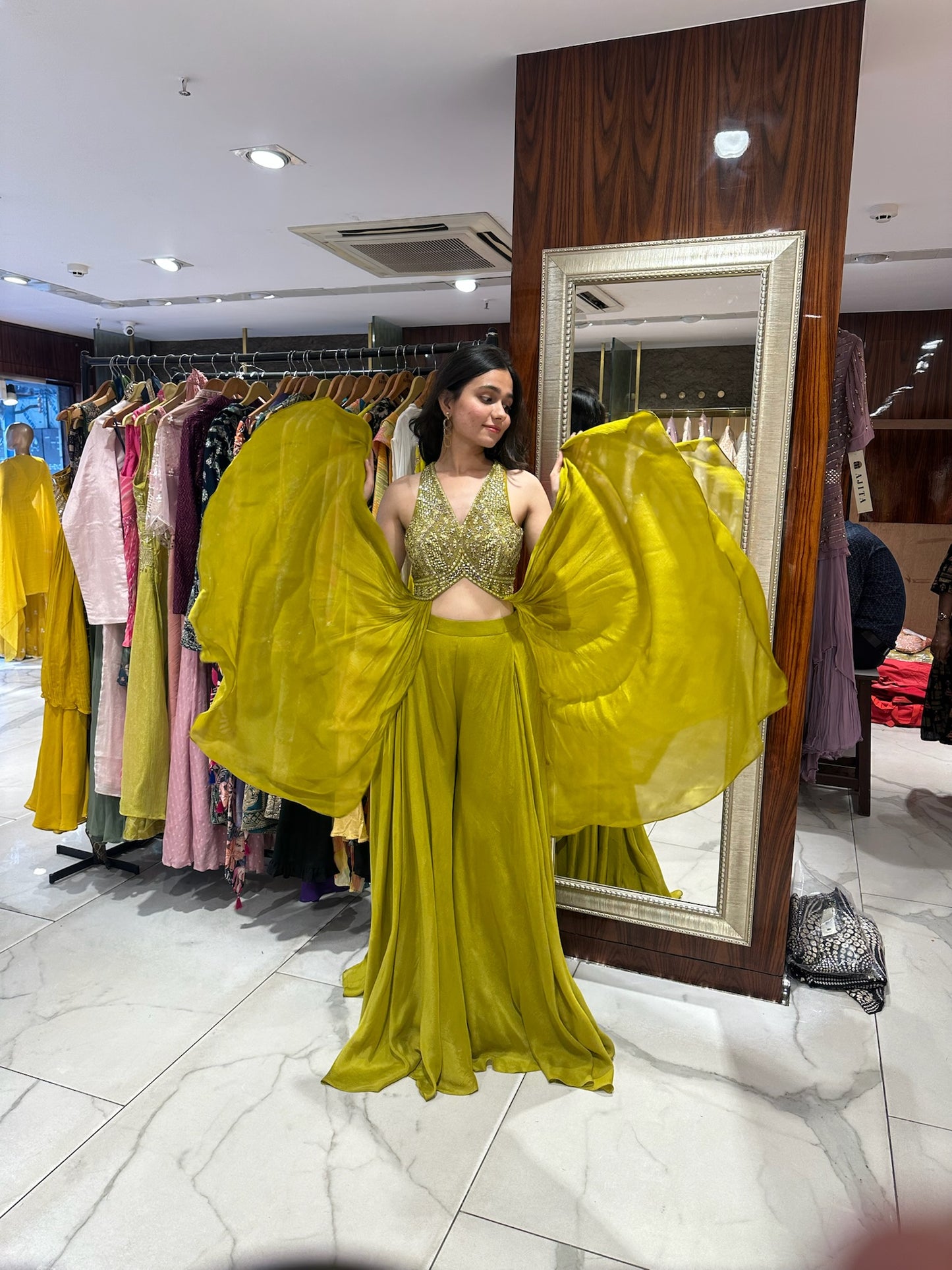 Aanya Mehendi Green Embroidered Sharara Set