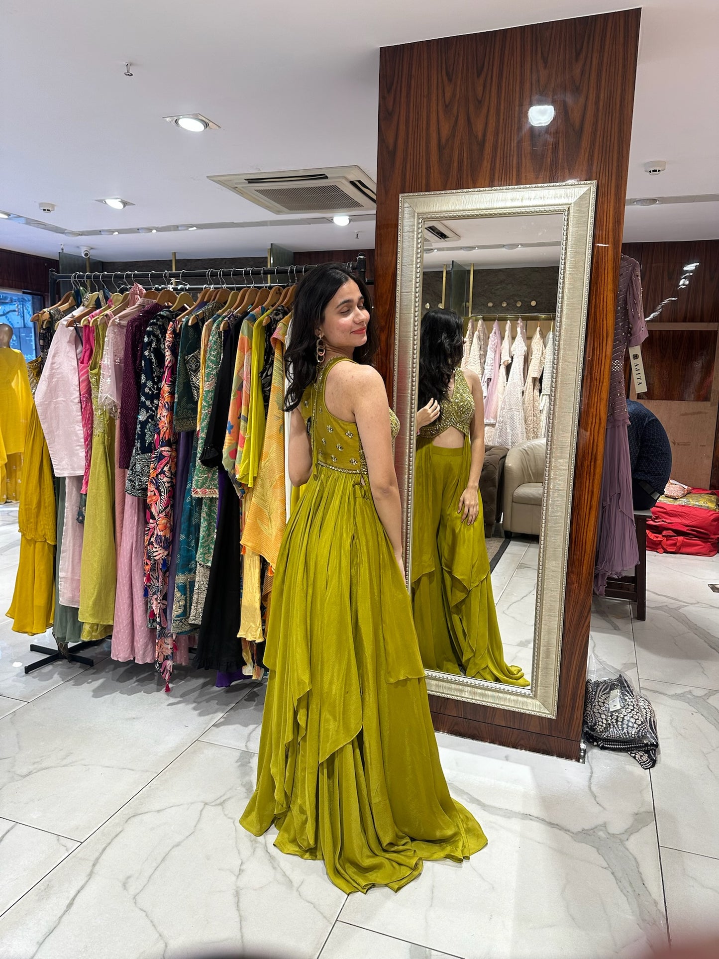 Aanya Mehendi Green Embroidered Sharara Set