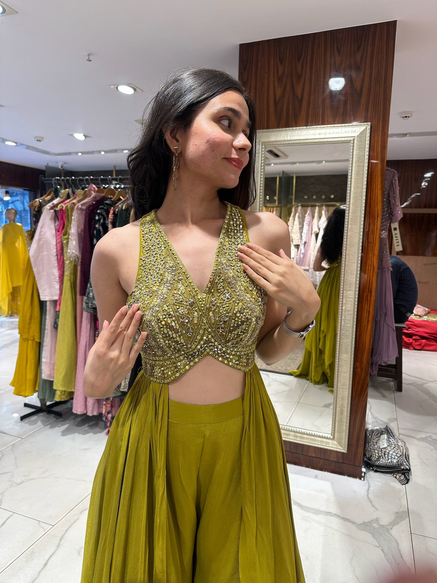 Aanya Mehendi Green Embroidered Sharara Set