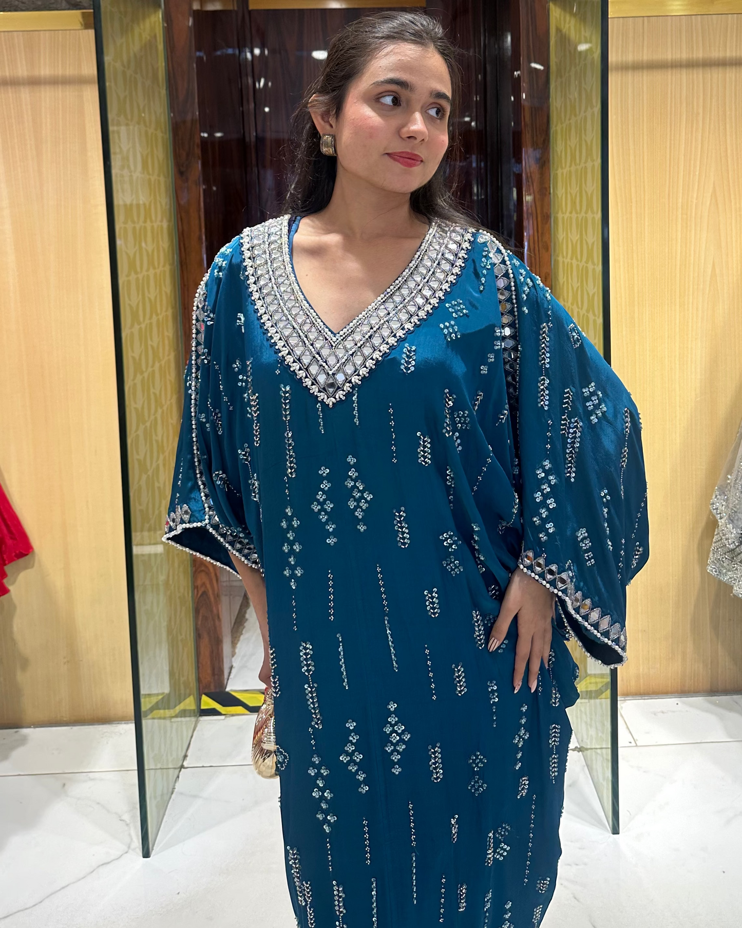 Tishi Peacock Blue Indo-Western Kaftan Set